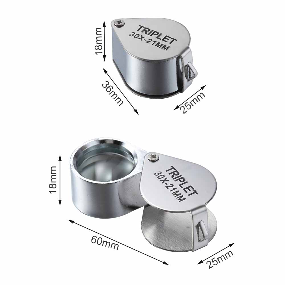 10-30X Pocket Loep Vergrootglas Sieraden Vergrootglas Opvouwbare Diamant Lupa Triplet Juweliers Oogglas Tool Lezen Vergrootglas