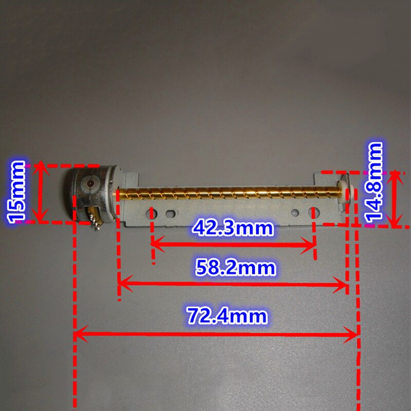 Lineær aktuator 2- fase 4- ledning mikro mini 15mm presisjons trinnmotor 58mm lang lineær skruetrinnmotor