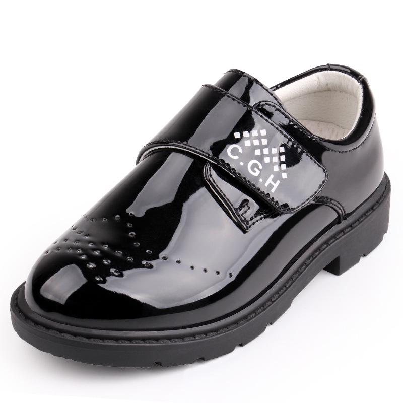 Lederen Schoenen Voor Kinderen Jongens Bruiloft Schoenen Herfst Zwarte School Schoenen Student Prestaties Casual Flats Mocassins Kind Jongen: Black / 4.5