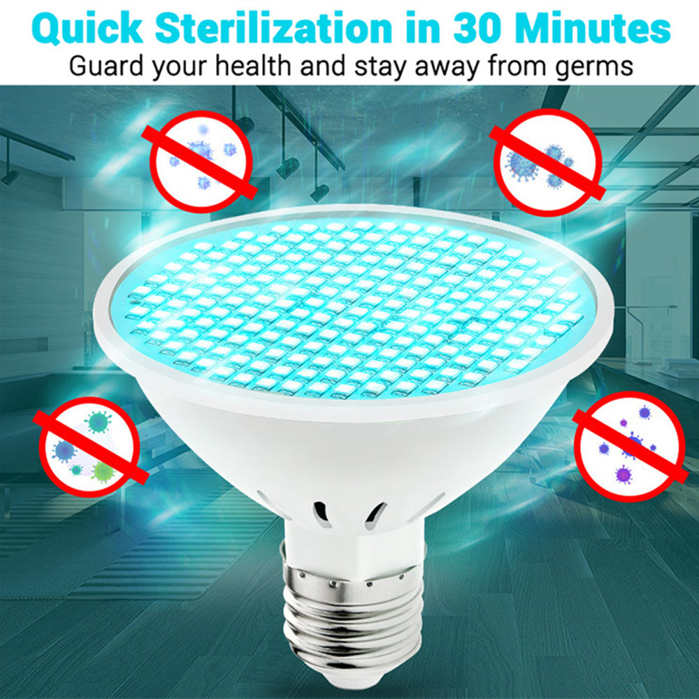 LED Germicidal Light Bulb E27 UVC Desinfection Lamp 25W 200LEDS Ultraviolet Bactericidal Lamp LED Kill Mites Light AC85-265V