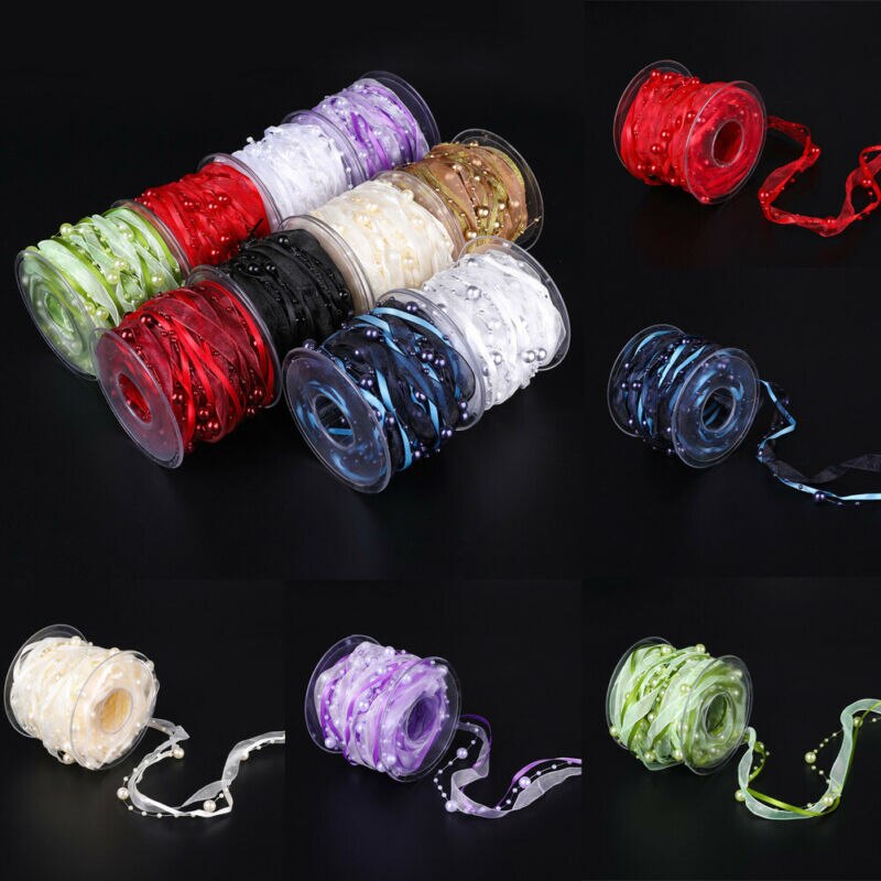 Ruban de décoration en chaîne de perles | 12 couleurs, ruban Transparent pour décoration faite à la main, bricolage