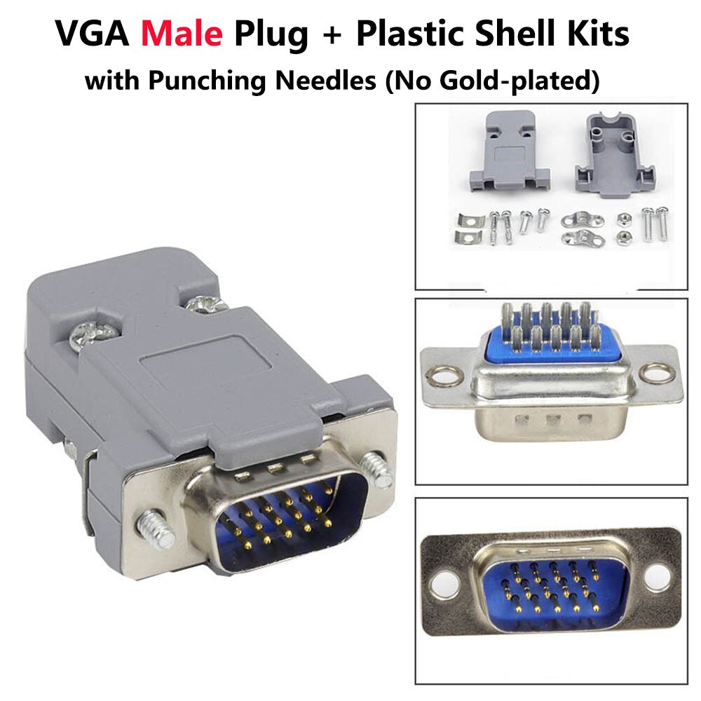DB15 15 gat pin 3 rijen Parallel Vga-poort Adapter man vrouw plug socket Soldeer Gelast Connector + Plastic Shell cover