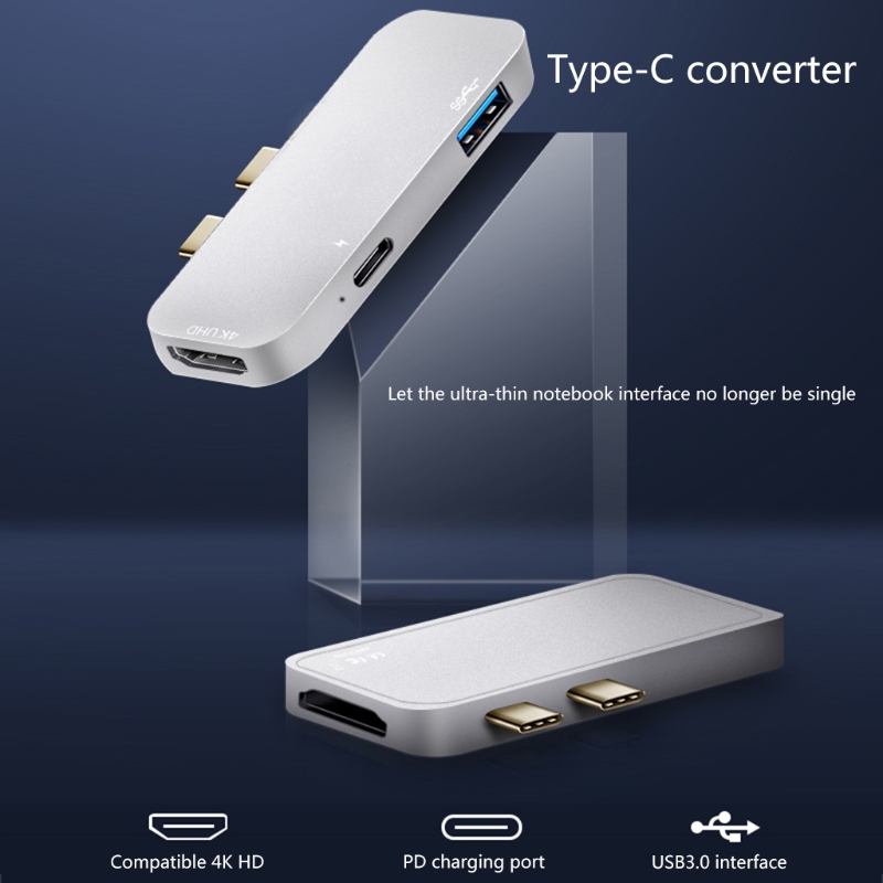 Disque dur SSD 5 en 1 usb 3.0 vers Thunderbolt 3 Hub, 2x Type C 4k Compatible HDMI PD Fast
