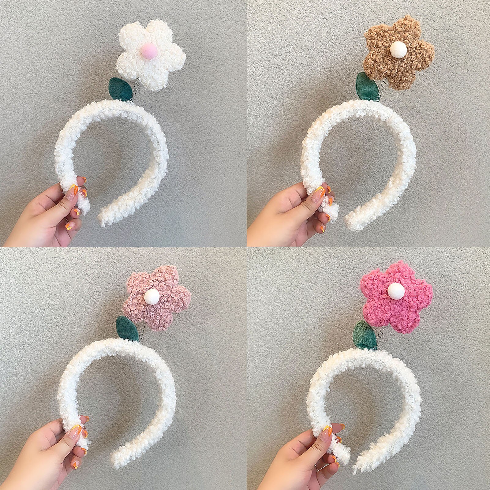 Diadema de flores de dibujos animados para niña y mujer, diadema para el pelo de otoño e invierno