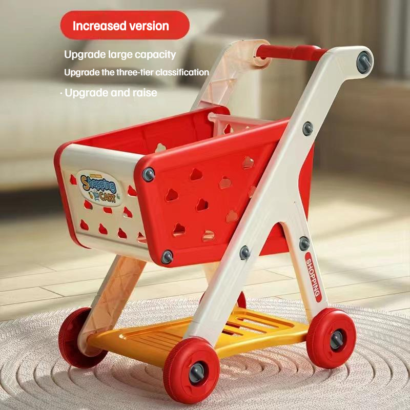 Chariot de courses jouet bébé petit chariot enfants jouer maison fruits coupe musique cuisine supermarché hommes et filles jouets d'éducation précoce: Gris clair