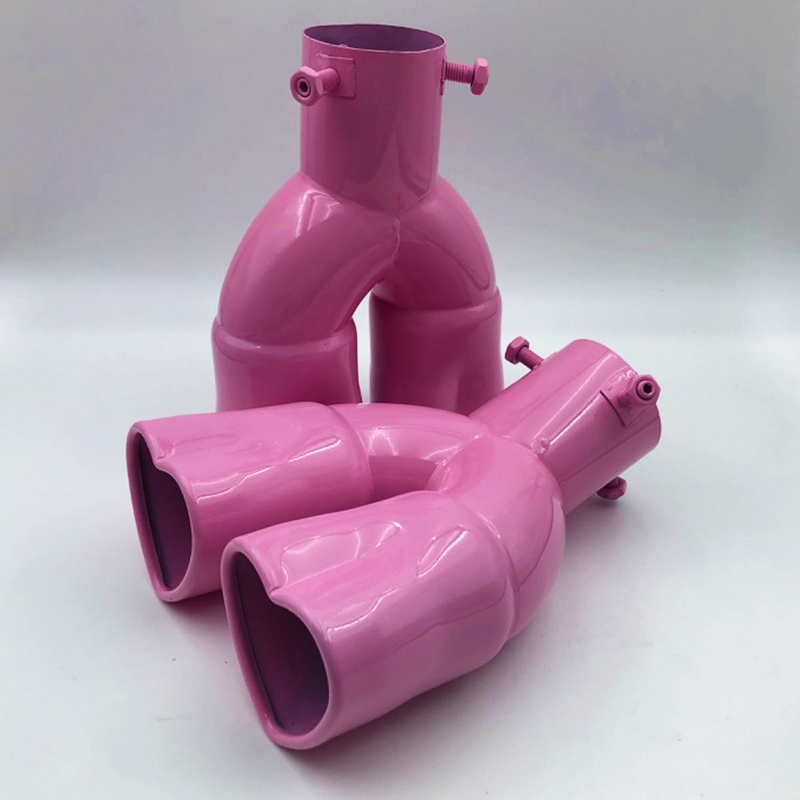 Universal Heart Shape Style Red Pink Exhaust Muffler Tips Stainless Steel Double Out Exhaust Tube Tips Car Accessories