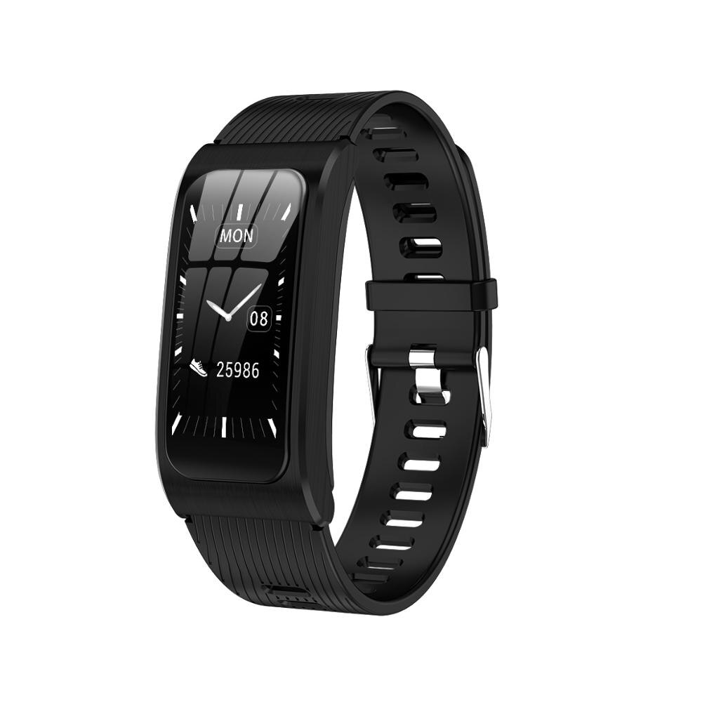 AK12 Activity Fitness Tracker Smart Bracelet Color Screen Waterproof Women's Watch Heart Rate Monitor Sports Band: Black rubber strap