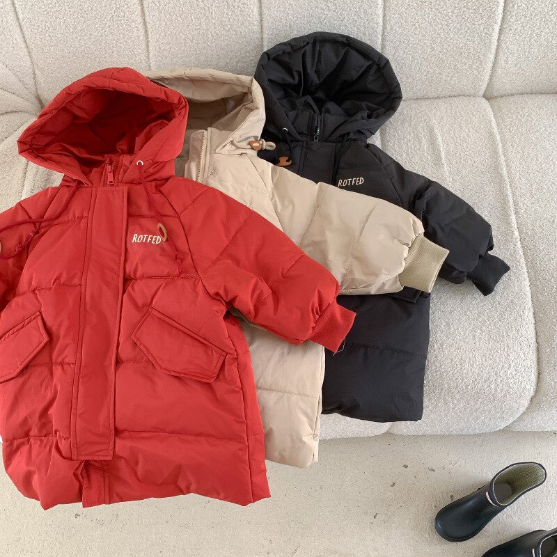 Verdikte Kinderen Lange Donsjack Kleding Warm Hooded Down Jas Winter Kleding Voor Jongens