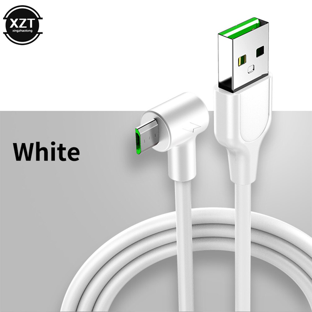 Cable Micro USB 90 grados codo Nylon trenzado 1M 1,5 m 2m carga rápida cargador datos Cables para Samsung S7 Xiaomi Redmi Microusb: Blanco / 1,5 m