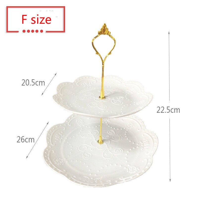 European three-story two-story fruit plate dry tray afternoon tea dessert trays baking table multi-story cake rack cafe tables: F size 2 layers