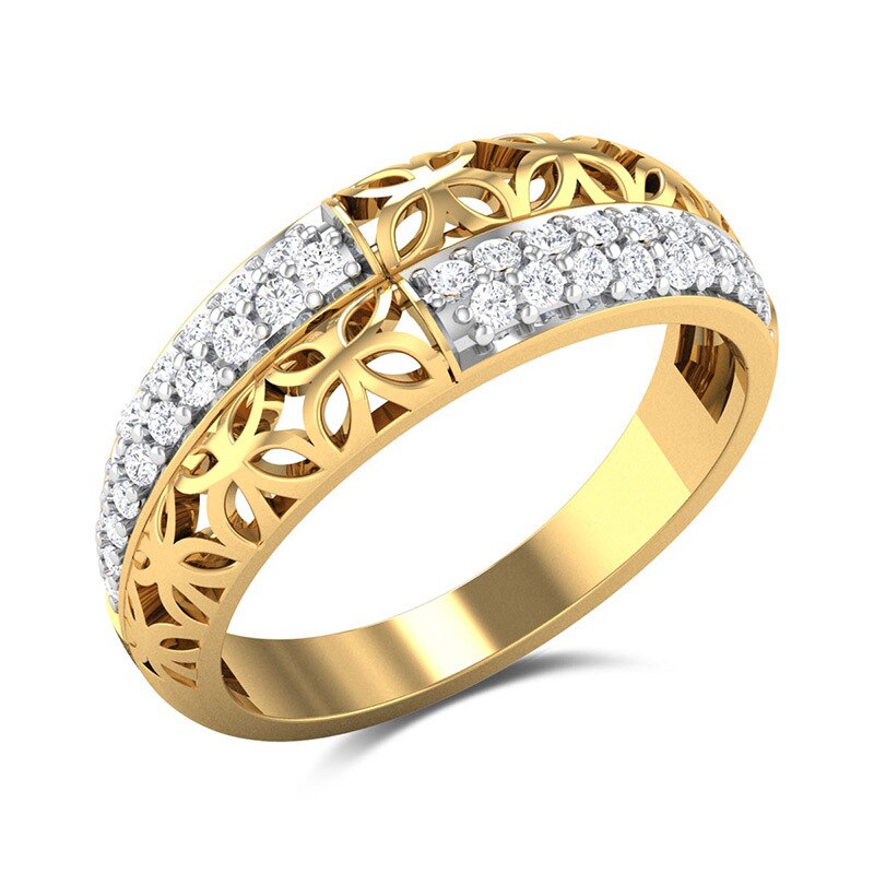 Huitan Creatieve Ring Band Twee-Tone Anniversary Ring Voor Vrouwen Met Heldere Steen Jaar Cadeau Voor beste Vriend: 8