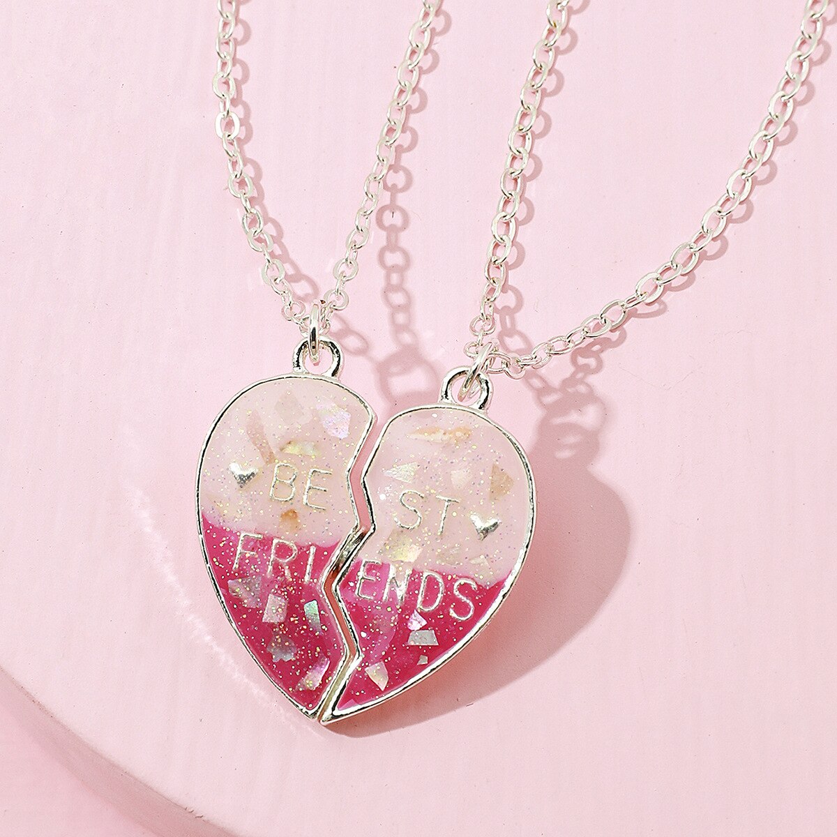 2PCS/Set Cartoon Cat Shape Pendant Chain Best Friends Necklace BFF Friendship Children's Jewelry for Girls: Style 15