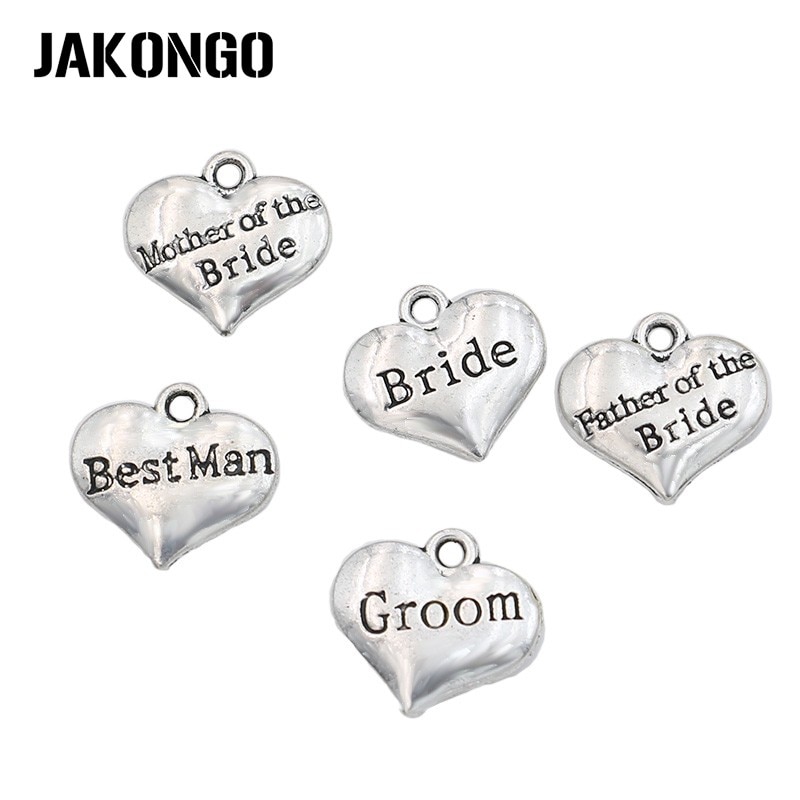 Jajongo-Colgante de plata antigua chapado en oro para novio, accesorios de joyería, pulseras, accesorios, bricolaje, 15x14mm