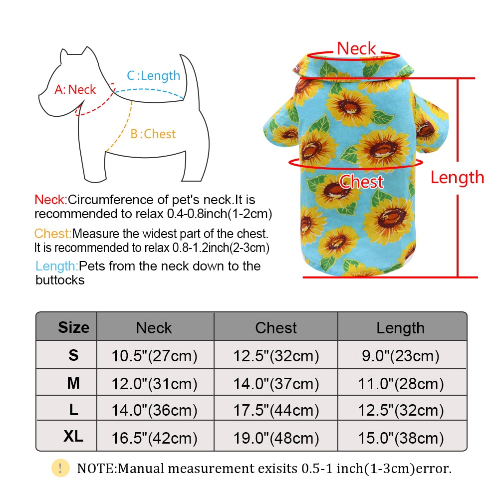 Summer Dog Shirts Clothes Floral Beach Clothes Vest Hawaiian Pet Clothing T-Shirt For Small Medium Large Dogs Cats Chihuahua