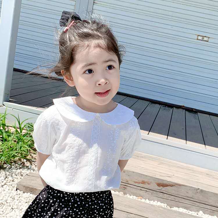 Sommer børns hvide baby krave skjorte kvindelige baby koreansk version af sød kortærmet skjorte