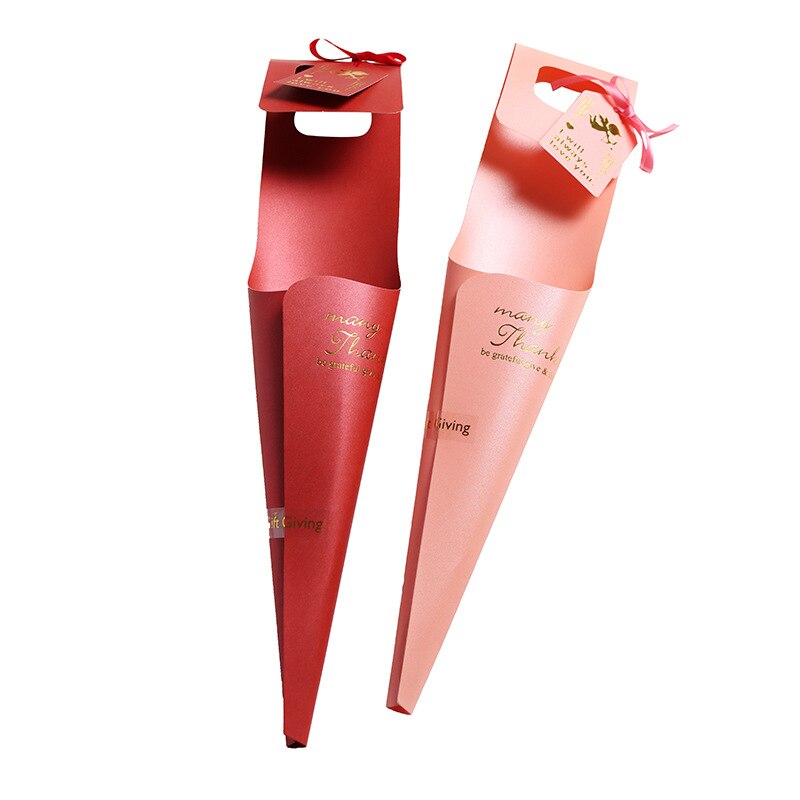 5pcs Single Rose Flower Wrapping box Bouquet Floral Packaging Material Handmade DIY Flower Boxes with Ribbons and Cards