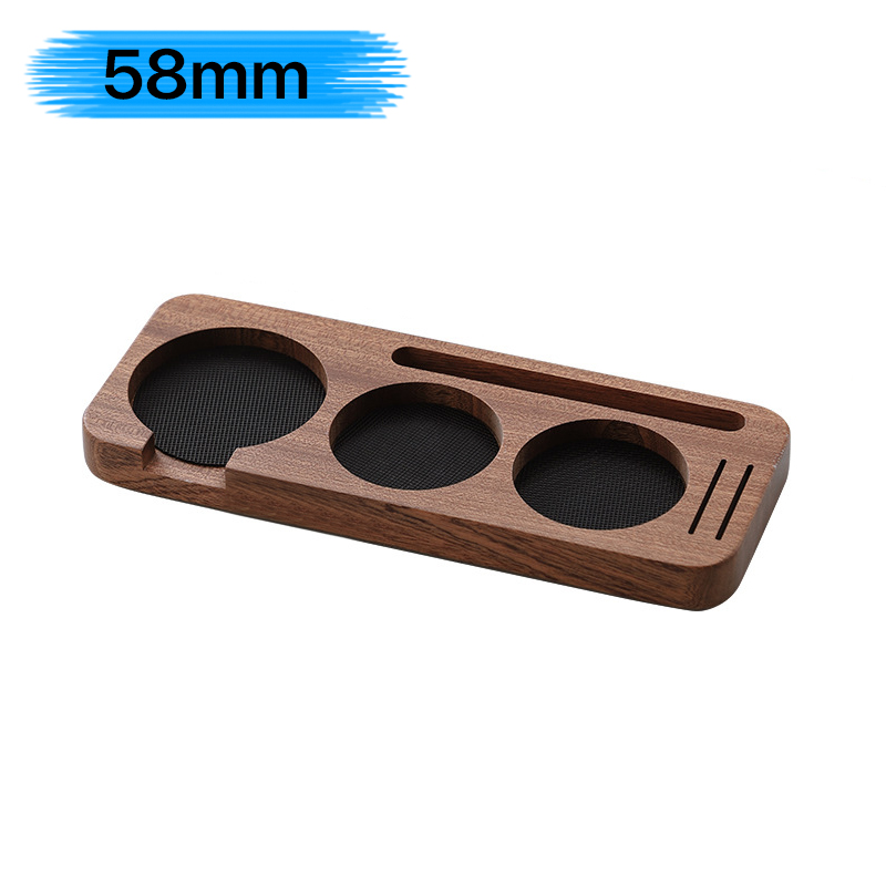 Base de Apoio para Porta-Filtro e Tamper de Café em Madeira Nogueira para Acessórios de Espresso 51MM 54MM 58MM - Suporte para Barista: CÉU AZUL