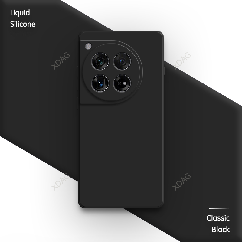 Original Phone Case for OnePlus 12 12R 5G Accessories Soft Classic High Qualtiy Liquid Silicone Simple Couples Cover Funda Shell: Gold / For iPhone 13