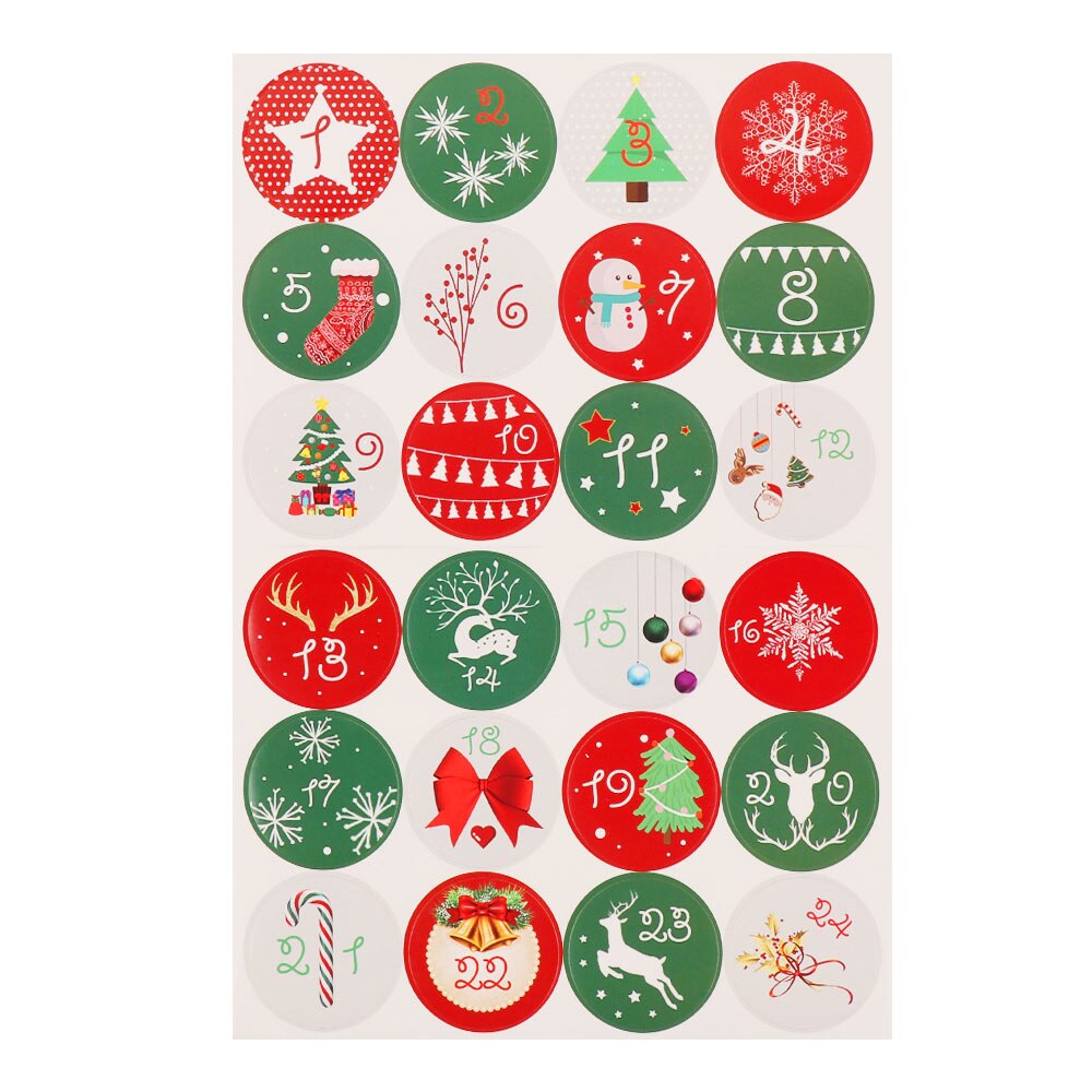 Merry Christmas Number Paper Stickers Advent Calendar Sticker Multi-Function DIY Packaging Cookie Sealing Label Decor: 13