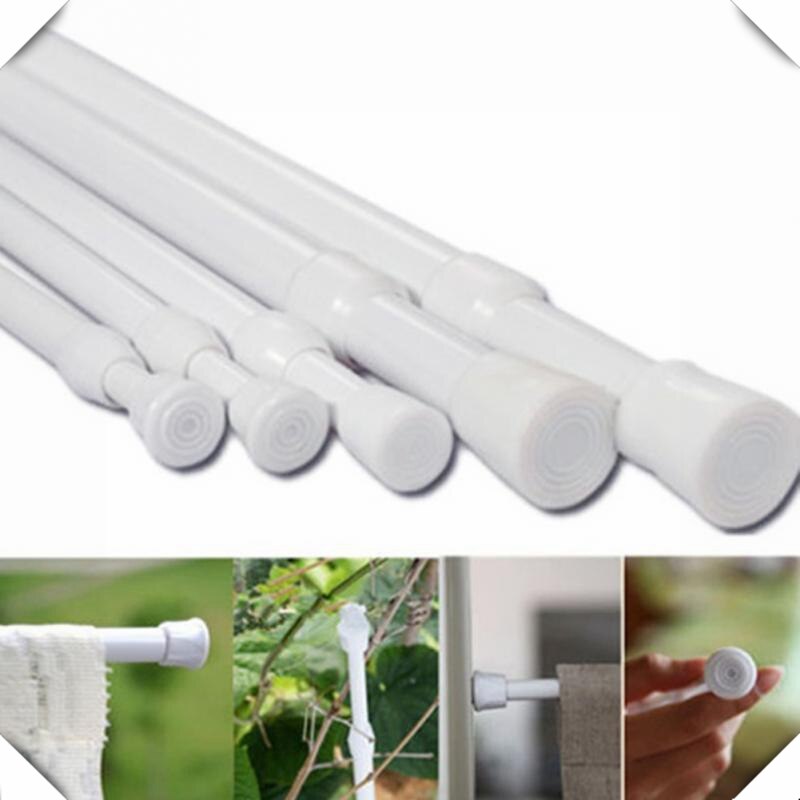 Adjustable Curtain Rod Extendable Tension Telescopic Pole Rod Hanger Spring Loaded Adjustable Bathroom Shower Curtain Rods Voile