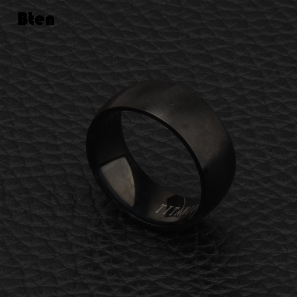 Bten Men's Black Titanium Ring Matte Finished Classic Engagement Anel Jewelry For Male Wedding Bands