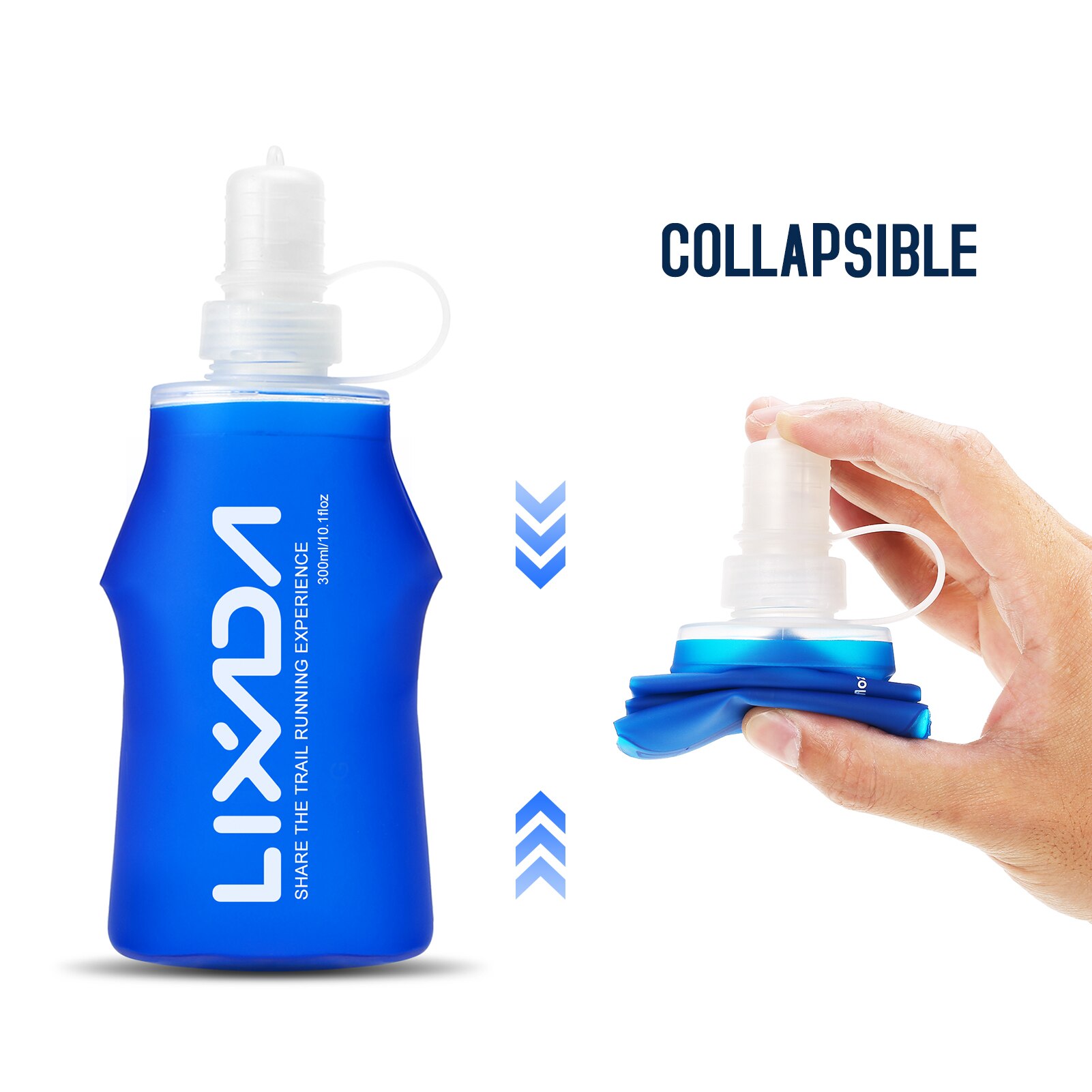 Lixada Weiche Flasche Falten BPA FREI Trink Wasser Flasche für Laufen draussen Wandern Radfahren 250mm 300mm 380mm 500mm