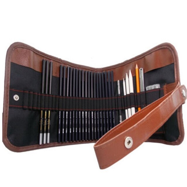 30pcs Sketch Pencil Set Drawing Beginner Sketch Kit Wood Pencil Bags For Painter School Students Art Supplies: Default Title