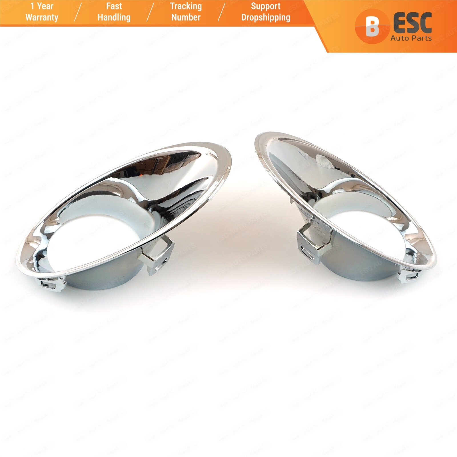 Carcasa para lámpara antiniebla ESC Auto Parts ESP687, conjunto envolvente 261521021R, cromado, para Renault Megane MK3