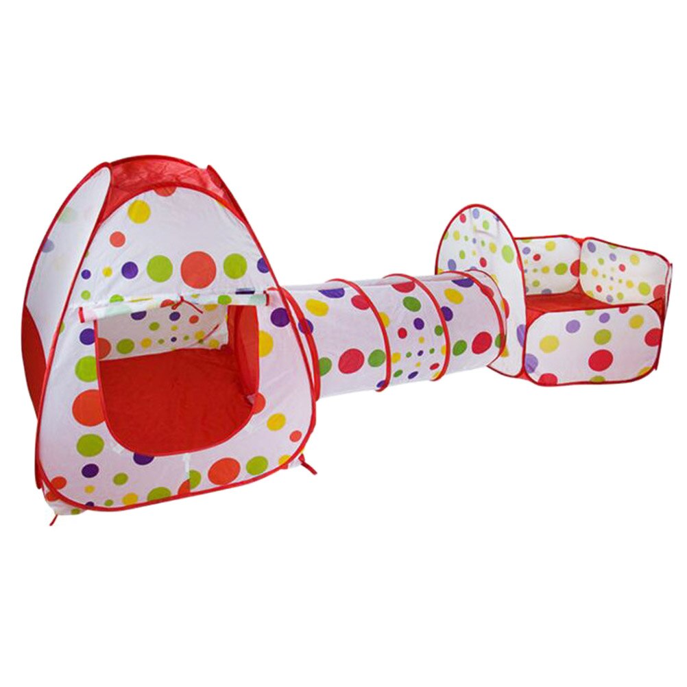 3 sztuk/zestaw namiot robić gry dla dzieci indeksowania tunel i basen z piłeczkami namiot zabawkowy domek dla dzieci indeksowania morski piłka namiot zabawkowy: Czerwony