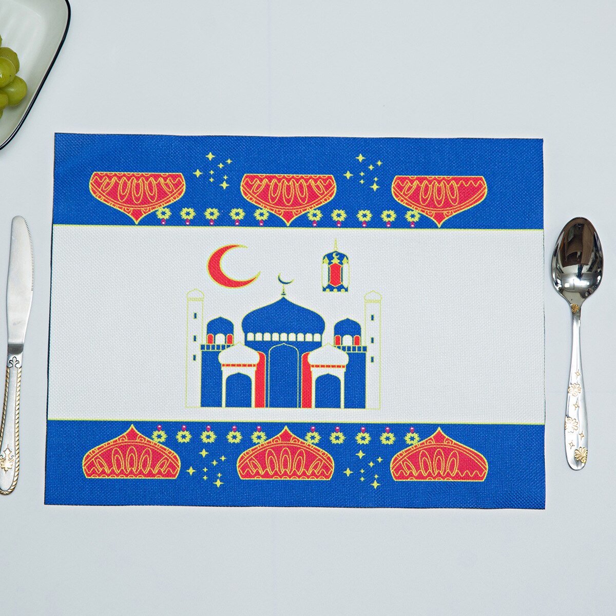Eid mubarak keittiöessu onnellinen ramadan al-adha iftar fitr muslimi islamilainen kareem illallinen koristelu vaimo ramadan koriste: Sininen linna