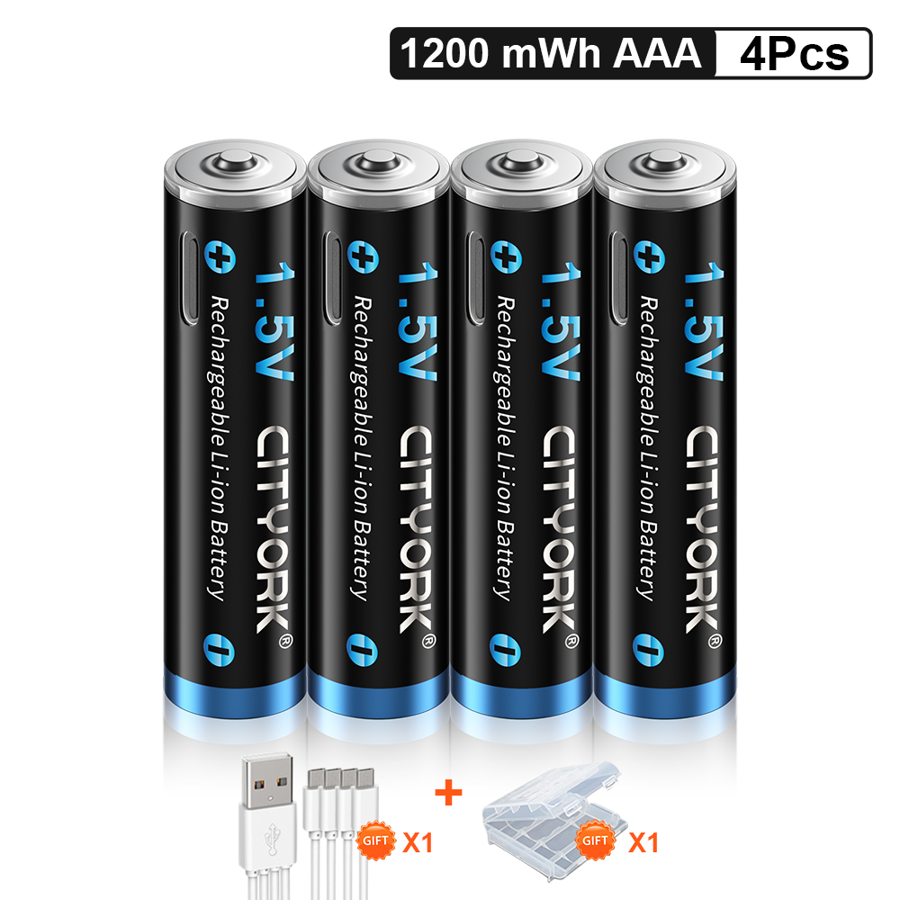Reale Kapazität 1200mwh 1,5 v usb aaa Lithium-Akku aaa Lithium-Ionen-Akku + USB-Kabel niedrige Selbstentladung aaa Batterie: Black