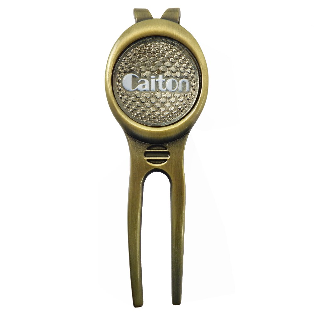 1pcs Golf divot Repair tool with Marker Pitch Mark Green Divot Tool Golf Pitchfork Golf Training Aids Ball Tool Accessories: Bronze