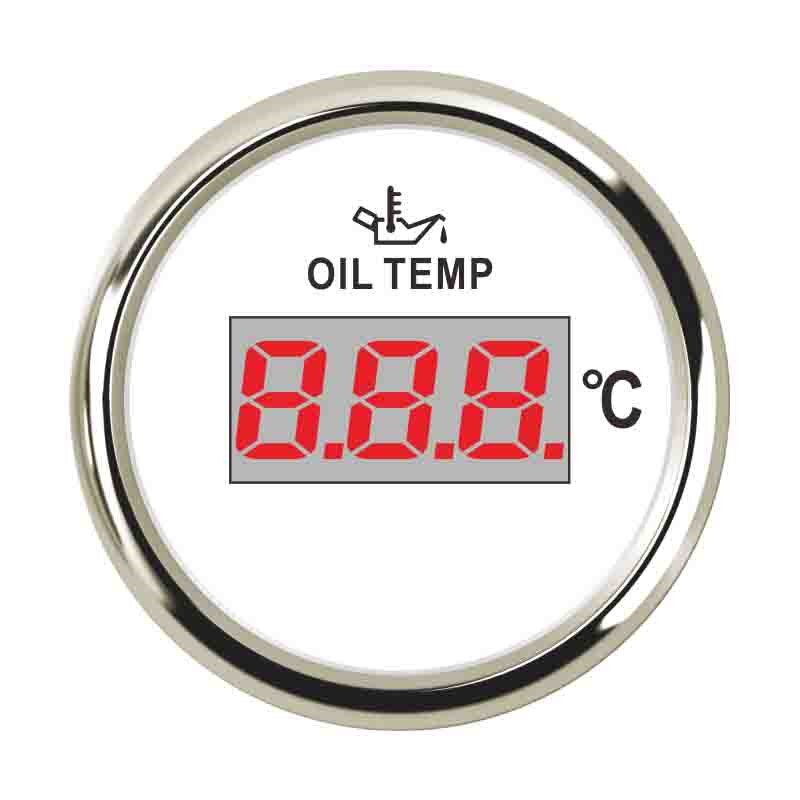 52 mm Digital Öl Temperatur Messgerät 50 ~ 150 Grad LCD Anzeige Auto Stiefel Öl Temperatur Meter passen 12 ~ 24V: Weiß Silber- Messgerät