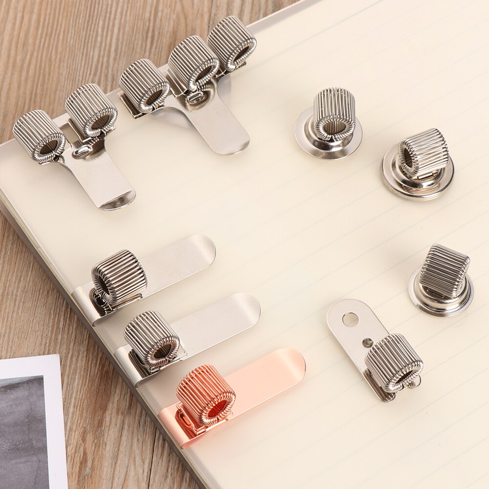 Single Hole Double Opening Triple Orifice Spring Pen Clip Metal Pencil Holder Elastic Loop Portable Writing Supplies Stationery