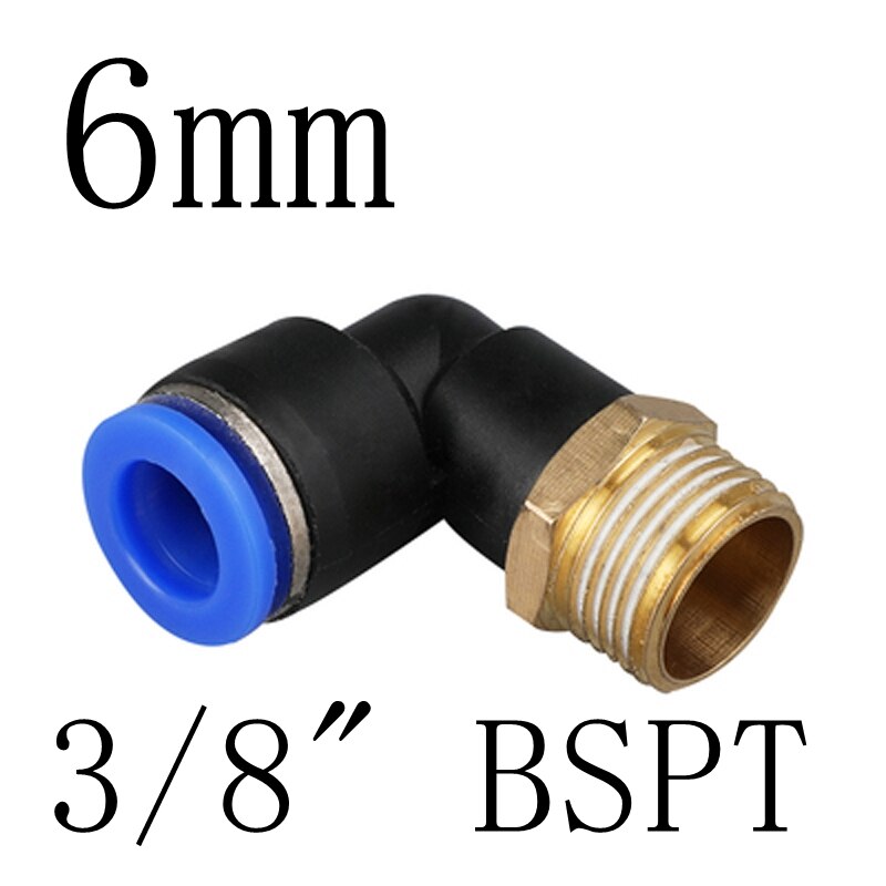 4mm 6mm 8mm 10mm Tube To 1/8" 1/4" 3/8" 1/2" BSP Male Thread Elbow One Touch Air Pneumatic Pipe Fitting Quick Connector: PL6-03