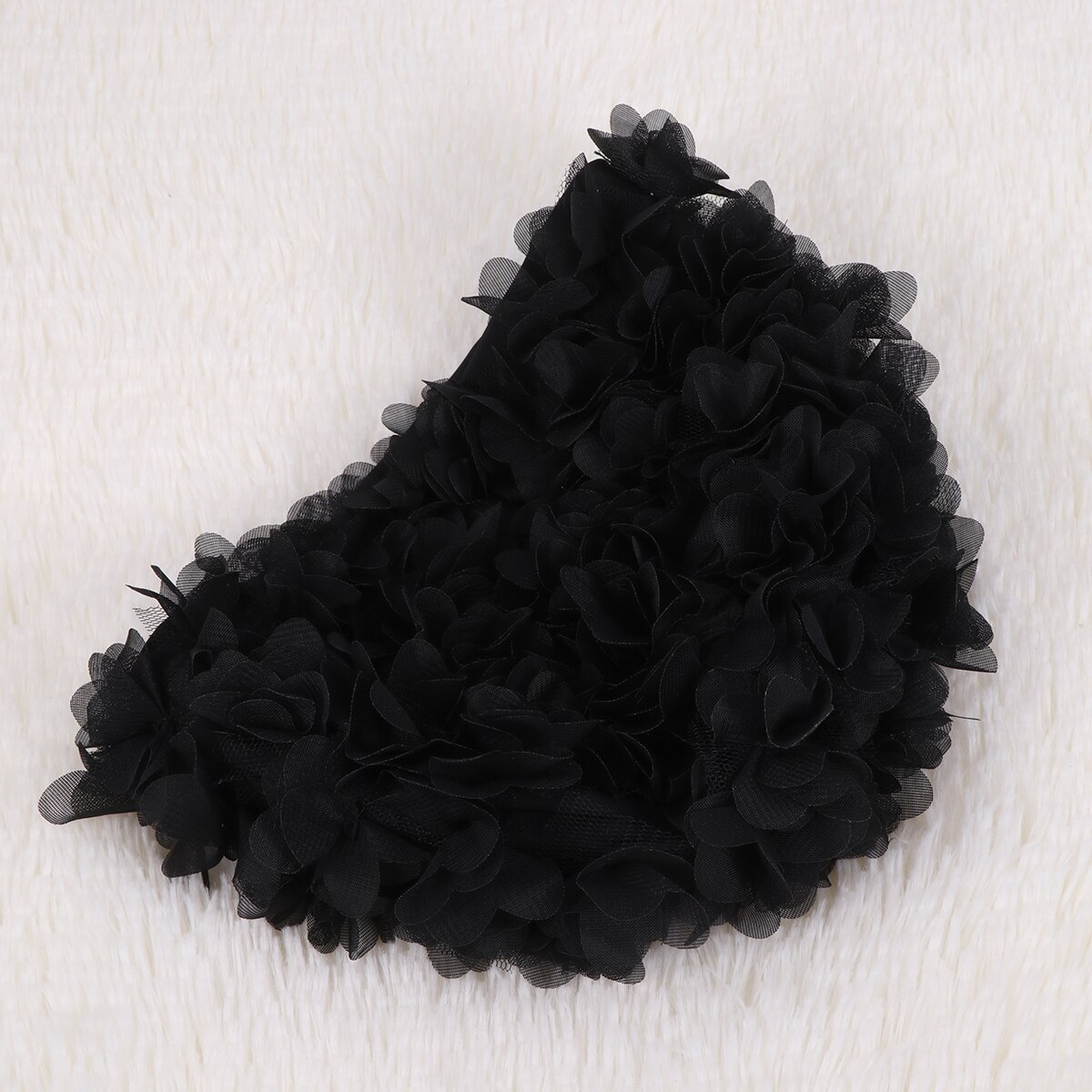 3d blomsterblade formet badehætte svømmehat voksne badehætte sort