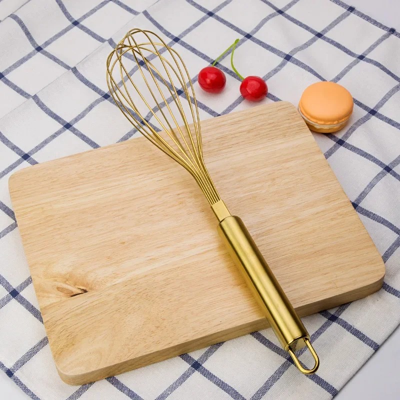 1Pcs Gold Edelstahl Schneebesen Hand Schneebesen Ei Mixer Backen Kuchen Werkzeug Backen Set Hause Ei Werkzeuge Küche zubehör für Ei