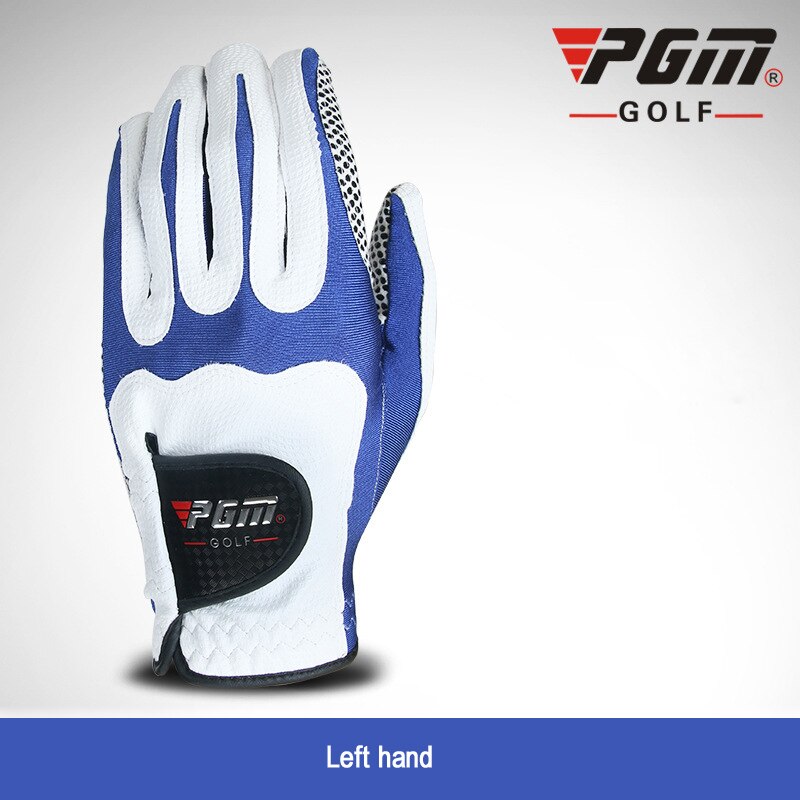 PGM Men's Golf Fiber Cloth Gloves Left/Right Hand GloveMagic Elastic Particles Women Slip-resistant Accessories: Left Blue / S