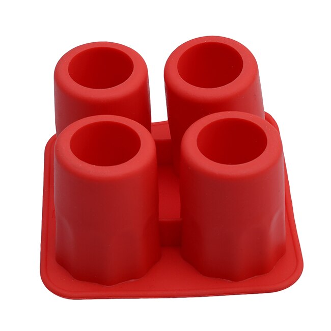 4 Cup Shaped Glass Freeze Mold Maker Silicone Ice Cube Glass Freeze Mold Ice Cream Tools Bar Tools Ktchenware: Red