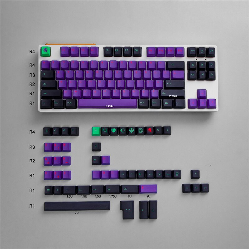 EVA-01 para teclado mecánico, teclas PBT de 137 teclas, perfil Cherry DYE-Sub para interruptor MX con barra espacial de 6.25U 7U: JP Only-138