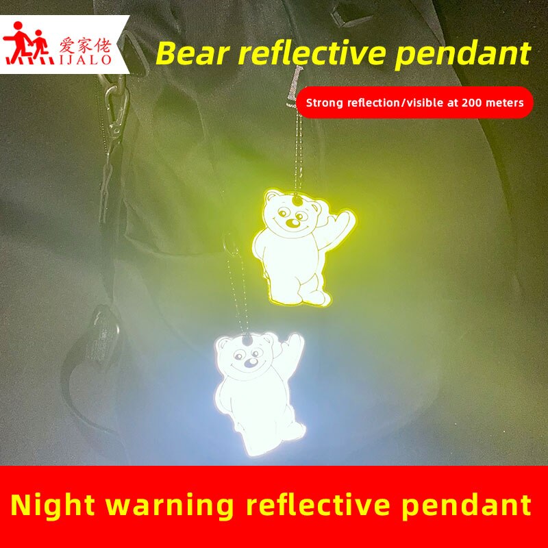 Sød bjørn reflekterende taske vedhæng pvc reflekterende nøgleringe bil nøgleringe tilbehør til trafiksikkerhed brug reflektor