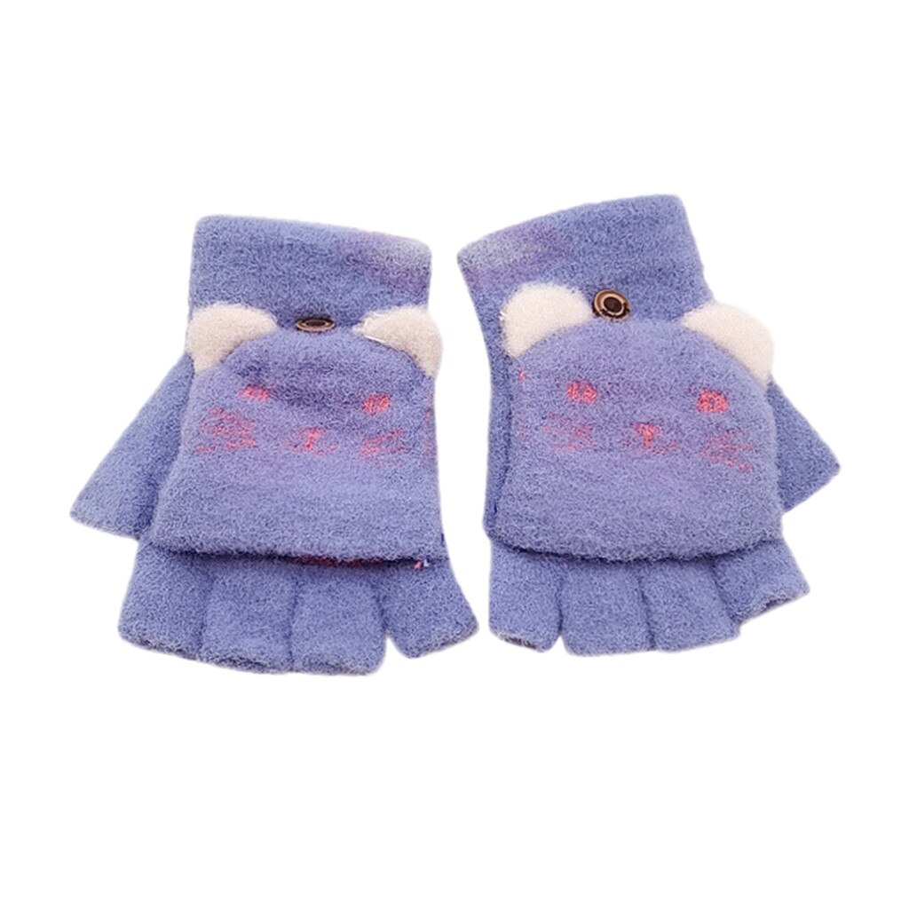 Mitaines d'hiver en laine tricotée pour -né, en velours épais pour enfants, garçons et filles, motif dessin animé, couleur Patchwork, gants chauds tricotés # C