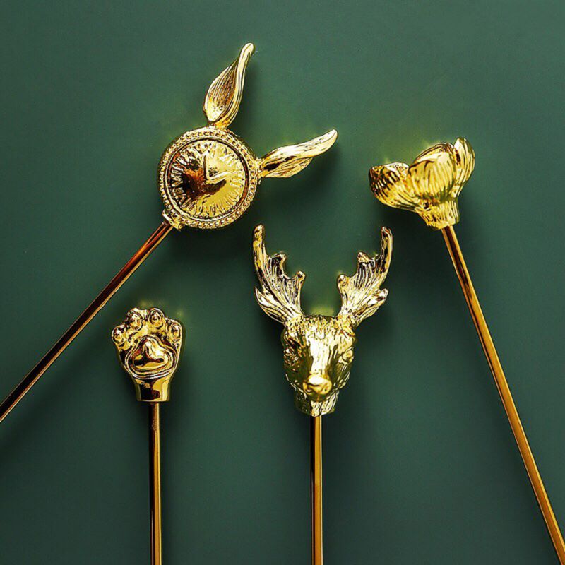 Vergulde Rvs Espresso Lepels Vorken Roeren Staven Koffie Suiker Dessert Cake Ijs Soep