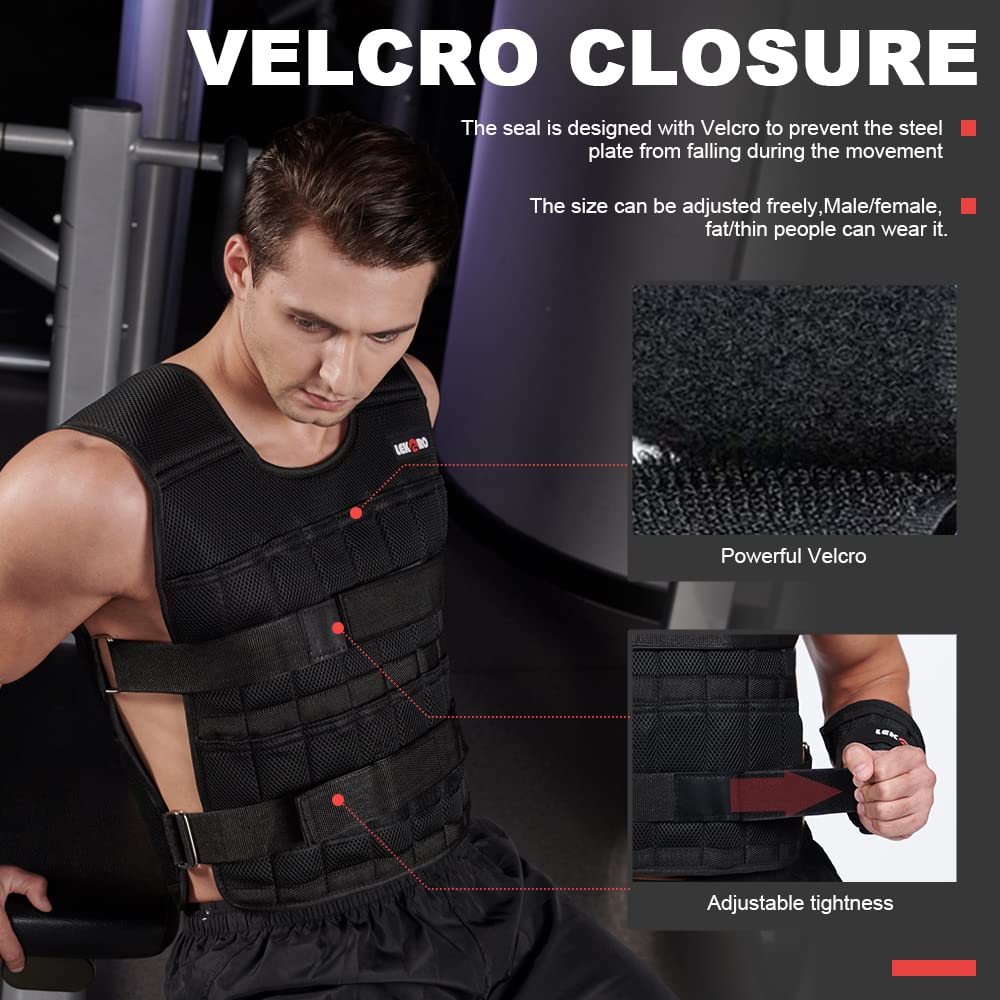 Herre vægtbærende vest med 20kg vægte, fitness vægtbærende træningsvest, justerbar vægtvest, fitnessudstyr, sportsvest