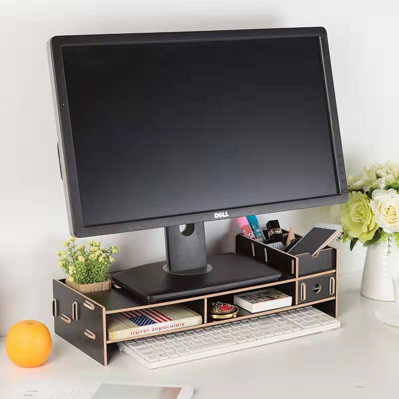 Multi-function Desktop Monitor Stand Computer Screen Riser Wood Shelf Plinth Strong Laptop Stand Desk Holder for Notebook TV