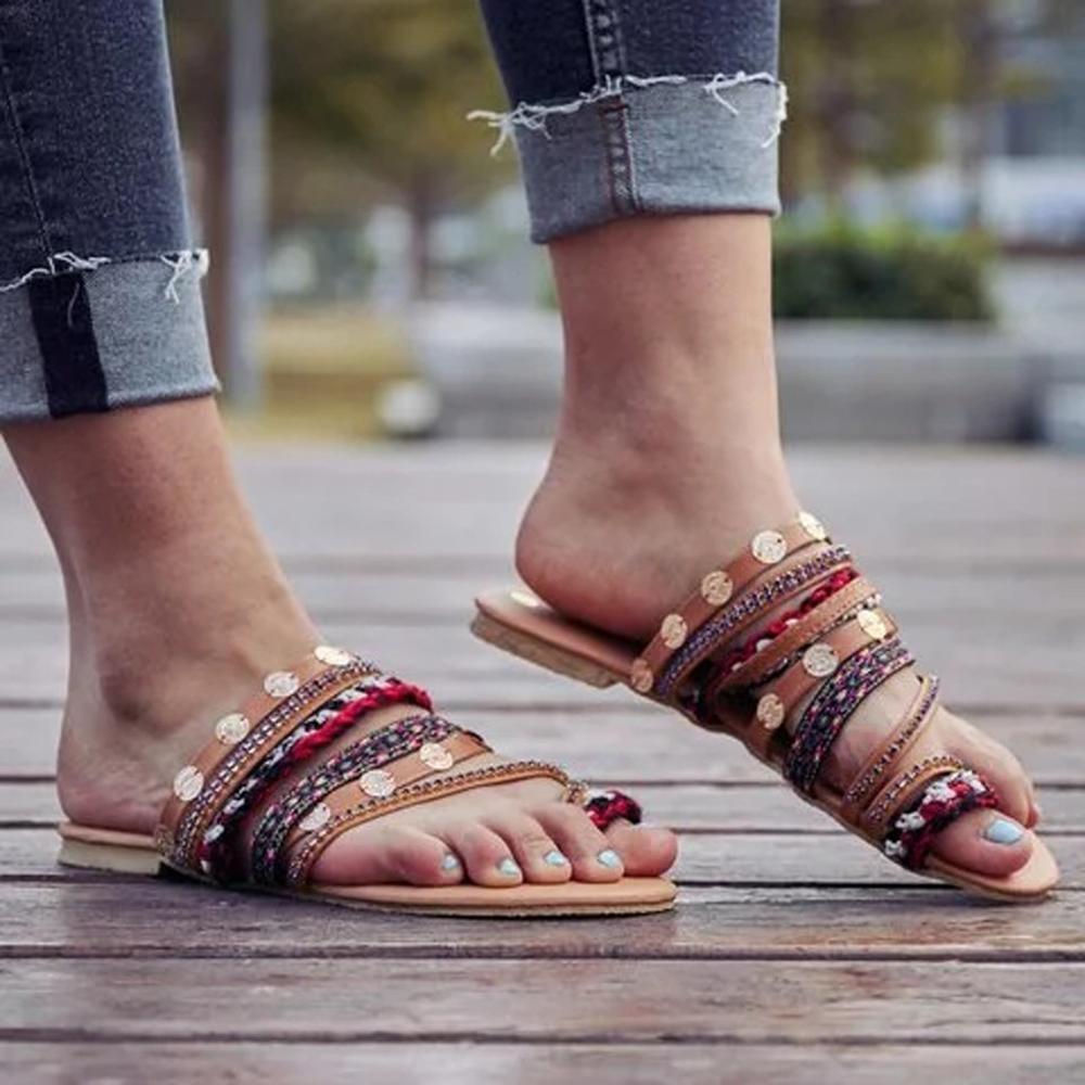 Håndlavede håndlavede sandaler til kvinder i græsk stil boho flip flop sandaler streetwear sko kvinder chaussures femme