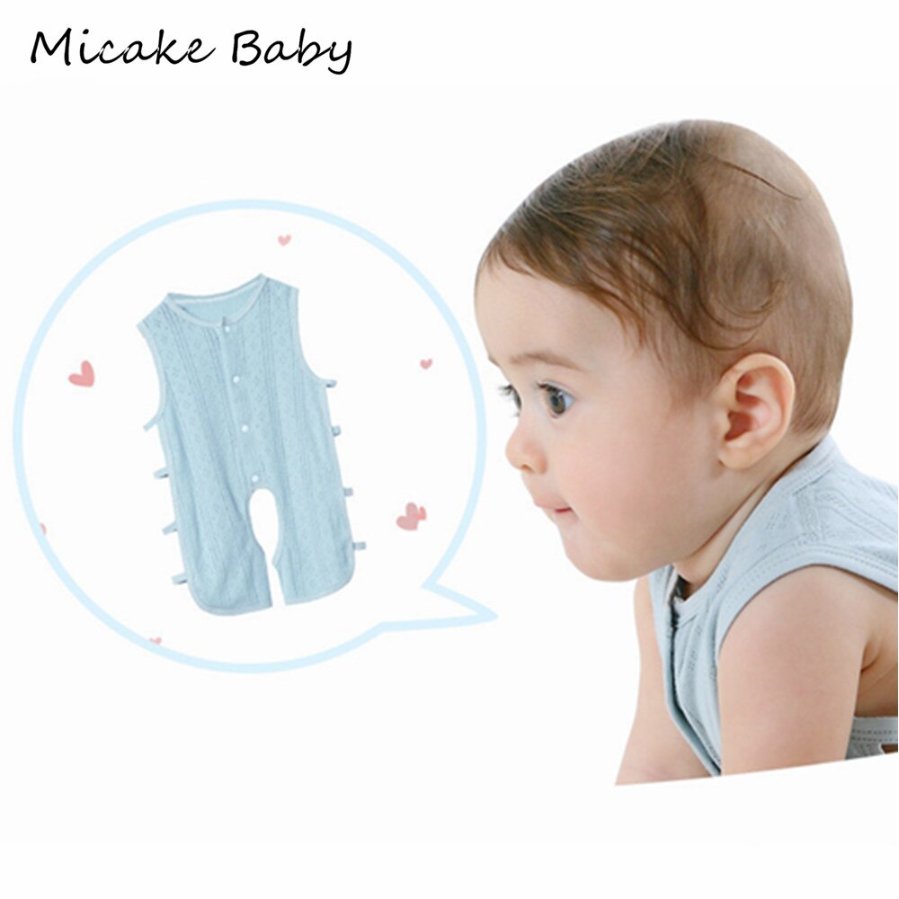 Combinaison d'été en coton pour -né, sans manches, gilet, pyjama, barboteuse, vêtements unisexe pour bébés, filles et garçons