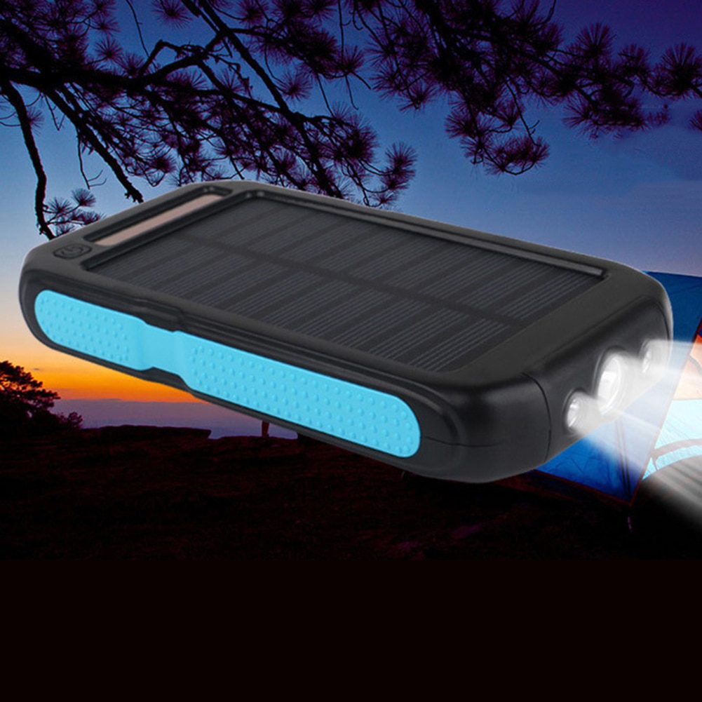 8000Mah Solar Power Bank Dual Usb Powerbank Waterdichte Batterij Externe Draagbare Opladen Met Led Light Power Bank Opladen