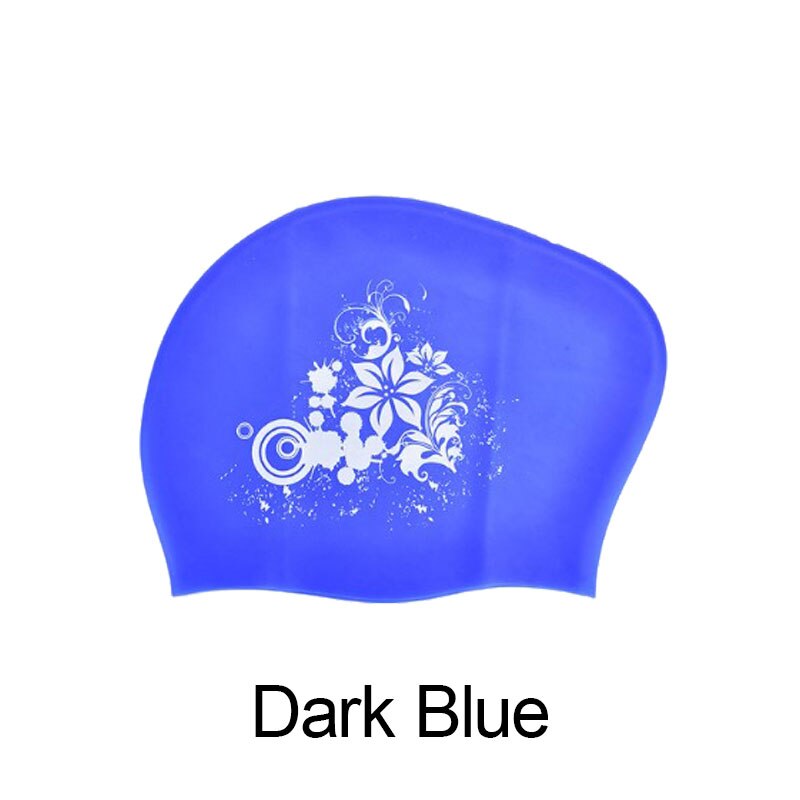 Silicone Swimming Cap For Long Hair Women's Waterproof Swim Caps Ladies Diving Hood Hat For Kids Garras Natacion Casquette: Dark Blue