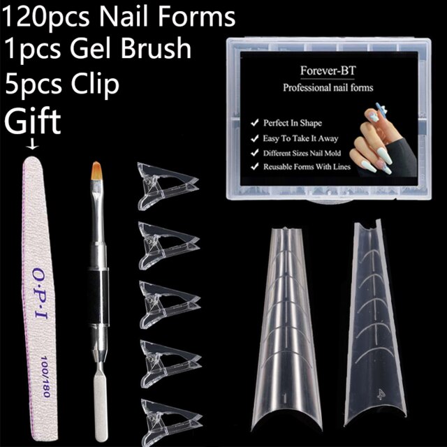 Set de 120 Uds. De utensilios para extensiones de uñas, juego de 5 uds. De pinceles para manicura, Gel acrílico de construcción rápida, sistema Dual: 1  BE   set